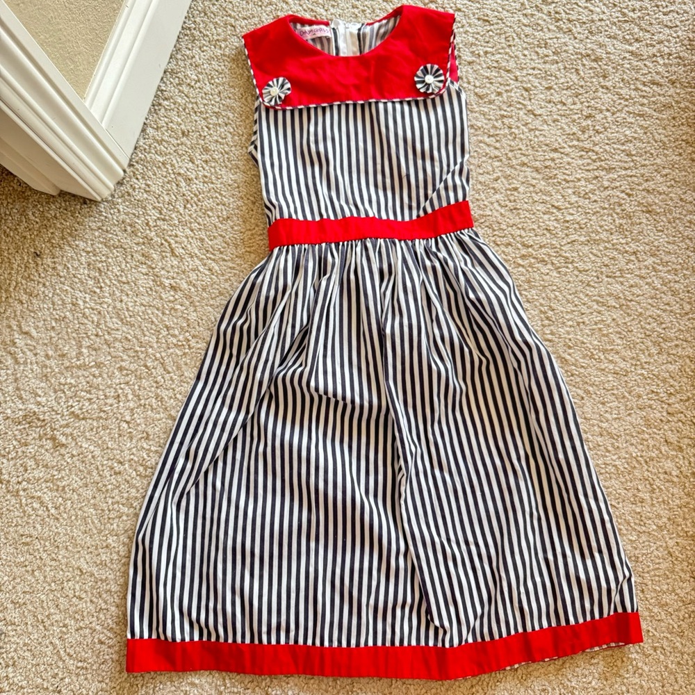 Red and Black Striped Kids Dress